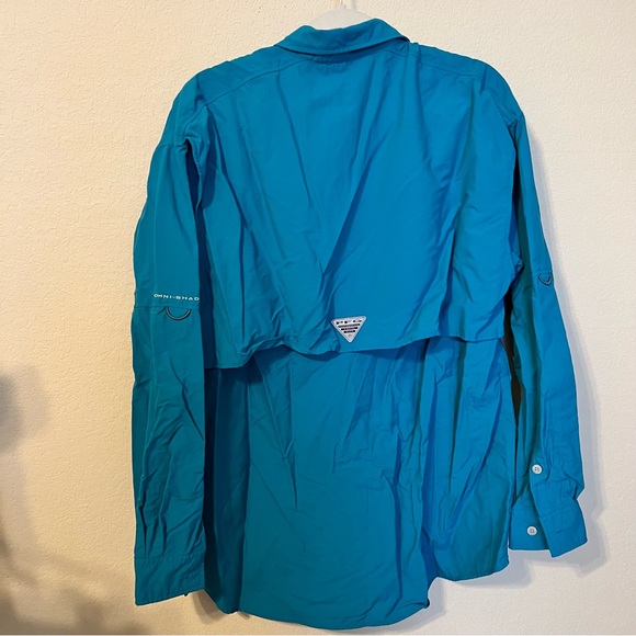 Columbia Teal Blue Button Down Fishing Shirt - Picture 7 of 8